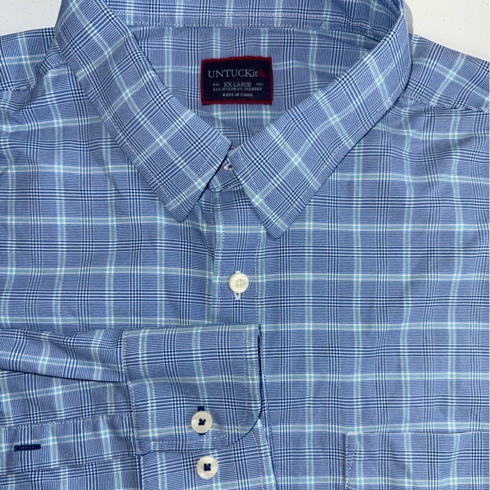 UNTUCKit Men's Casual Blue Checkered Shirt 2XL